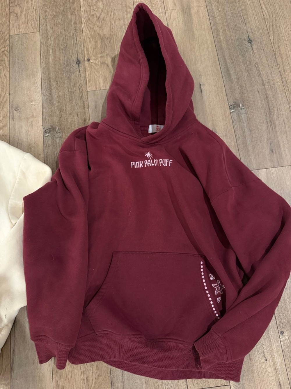 Pink palm puff hoodie